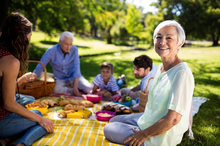 Family having picnic at a park