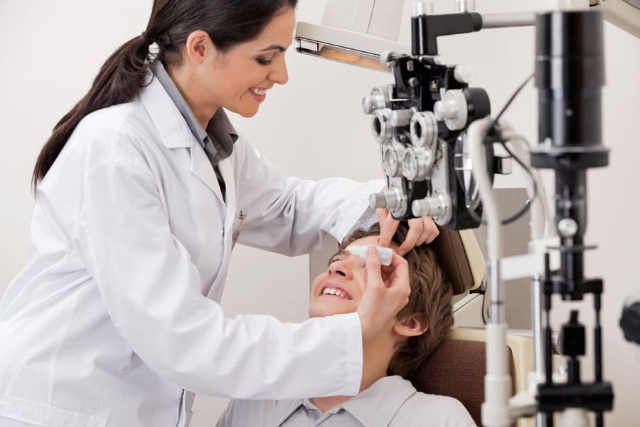 Man receiving eye exam